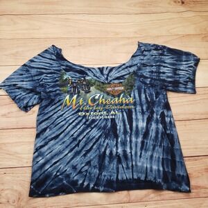 VINTAGE Harley Davidson Shirt Womens XL Blue‎ Motorcycle Biker Destroyed 2006